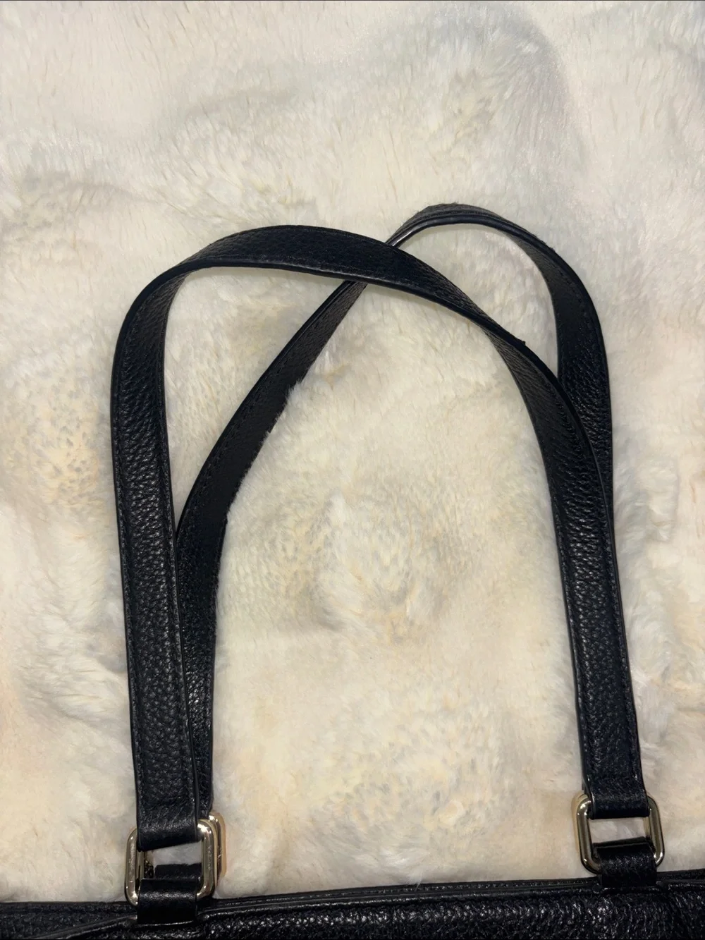 kate spade Black Pebbled Leather Shoulder Tote with Front Zip